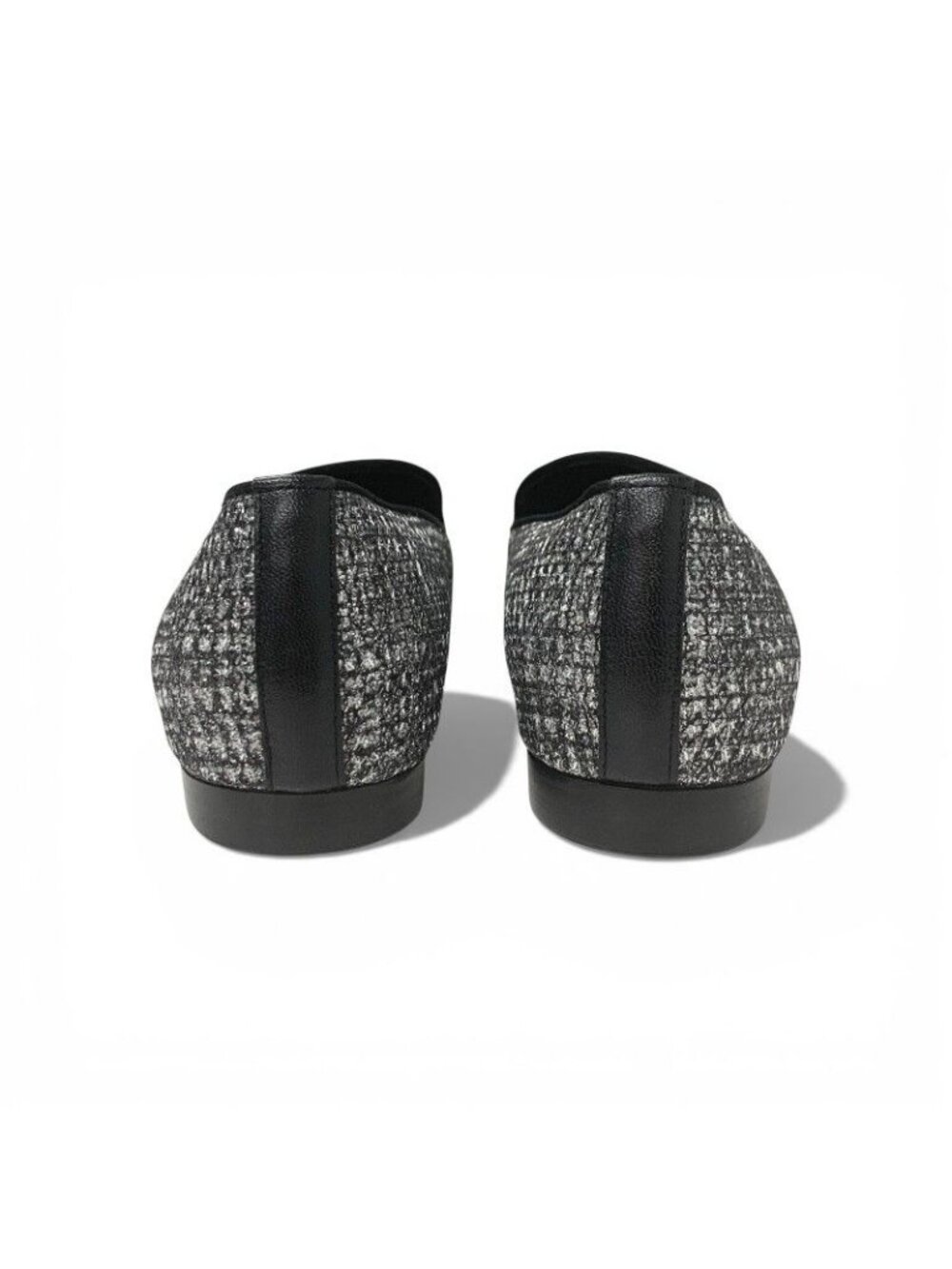 Chanel Flat Shoes Fabric Leather Silver Black Opera CC Logo - Picture 5 of 10